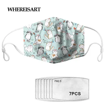 

WHEREISART Lovely Kawaii Cats prints Unisex Half Mouth Face Cover Dustproof Health Care Face Breathable Soft Elastcity Masques