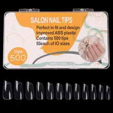 

Japanese Lipstick Full Cover Nail Tips Seamless Extend Fake Nails 500pcs/Box Korea ABS Material Clear/Natural False Nails