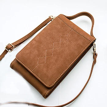 

2020 Fashion Vintage Women Messenger Shoulder Straps Bag Purse Wallet Card Holders Women Cellphone Pocket Handbag Clutch