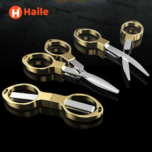 Haile Kawaii Foldable Metal Stainless Scissors Portable Fishing Scissors  Cutter Student Stationery Tailor Needlework Scissors
