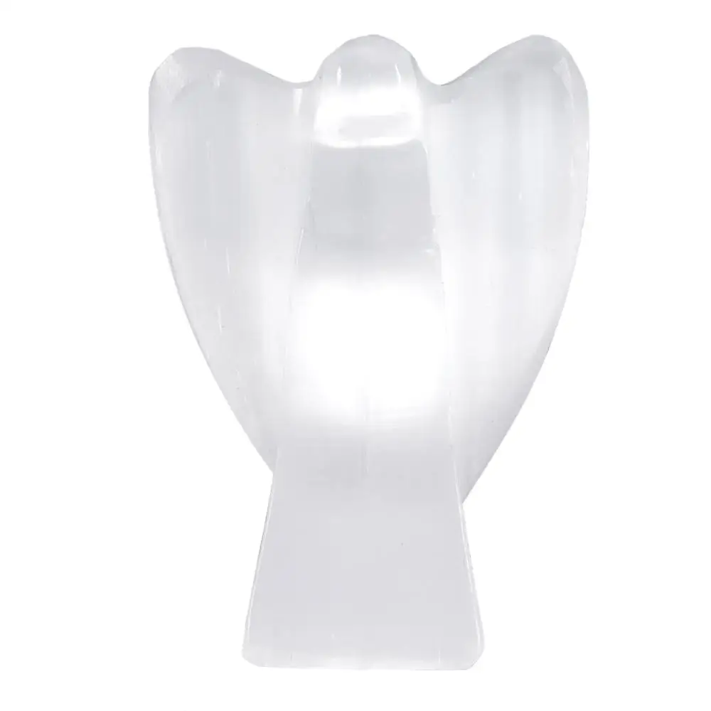 

TUMBEELLUWA Selenite Hand-Carved Pocket Guardian Angel Figurines,Reiki Natural Gemstone Mini Statue Love,Peace & Healing 1.8''