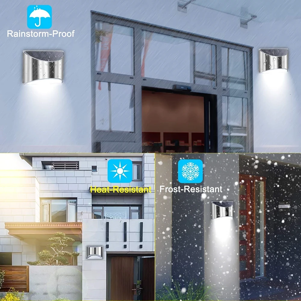 Solar Lights Outdoor Wall Sconce Garden Security Lamp Waterproof Wireless Sunpower Lamp for House Front Door Outside Patio Fence2