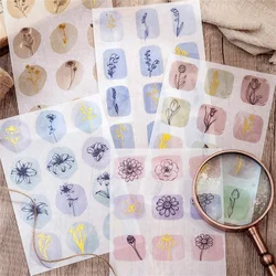 Autocollant séries plantes fleurs, étiquette Scrapbooking, Vintage, estampage à chaud, en PET, Kawaii, papeterie pour bricolage, décorations 