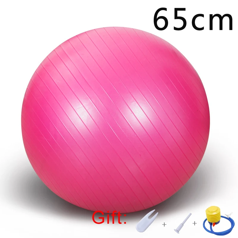 Pink 65cm Спортивные мячи для йоги Пилатес фитнес спортзал фитбол для баланса упражнения тренировки Массажный мяч нескользящий скраб мячи для йоги Бесплатный насос-взрыв - Цвет: Pink 65cm