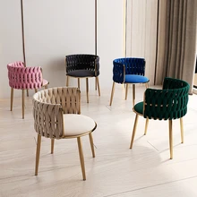 Chaise de maquillage nordique légère, mobilier de luxe, Design décontracté, dossier, chaise de salle à manger, siège en flanelle, salon, canapé simple