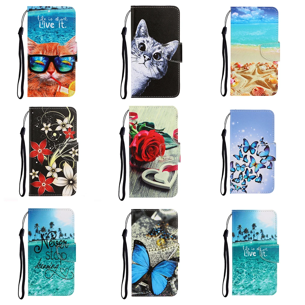 

For Huawei Nova 5 Pro Case Wallet Leather Cover on for Huawei Nova 5 7 7 Pro 7 SE 6SE With Cartoon Painted Flip Phone Case etiu