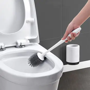

TPR Toilet Brush Rubber Head Holder Cleaning Brush for House Bathroom Clean Tool