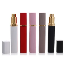 1 Uds 6 de Metal de color de caso Tanque de vidrio botella de Perfume botella de boquilla de aluminio botella recargable con rociador Perfume recipiente de cristal para cosmético ml 12ml