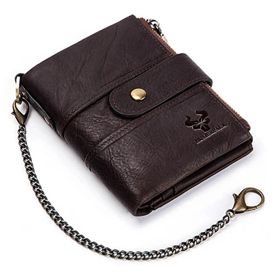 HUMERPAUL New Arrival Genuine Cow Leather Fashion Men Walet RFID High Quality Coins Purse Small Brands Design Male Bag - Цвет: Coffee