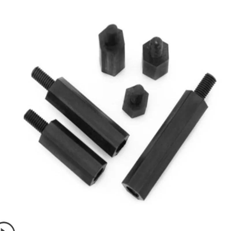 Male to female M2 M2.5 M3 M4*L+6 Black Hex Nylon Standoff Spacer Column Flat Head Nylon Plastic Spacing Screws 20-50Pcs nylon spacer screw,nylon screw,pcb screw spacer,plastic standoff spacer