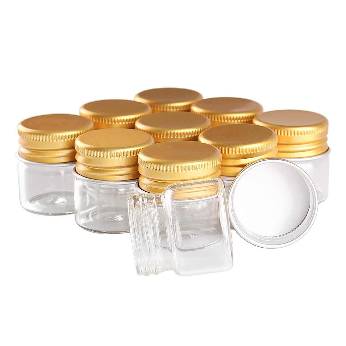 10PCS(22*30mm)Candy Bottle Glass Bottles Seal Bottle Vial Jar with Aluminum Cap