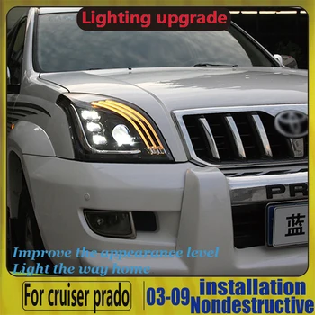 

Car Styling for Toyota Prado Headlight 2004-2009 FJ120 LED Headlight DRL Head Lamp LED High Low Beam Accessories