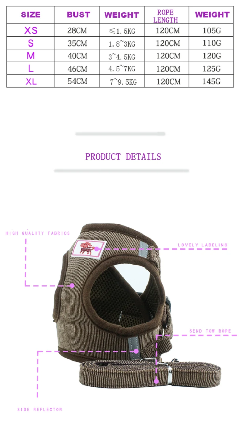 Dog Harness for Chihuahua Pug Small Medium Dogs Nylon Mesh Puppy Cat Harnesses Vest Reflective Walking Lead Leash Petshop sets