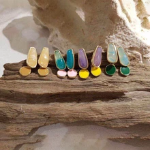 Корейский контраст темперамент серьги-гвоздики холодный ветер геометрические нерегулярные металлические капли глазурь масло серьги женский орнамент Oorbellen