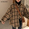 JuneLove Women Autumn Long Sleeve Blouse Shirts Vintage Loose Female Plaid Blouse Shirts Casual Street Lady Korean Oversized Top ► Photo 1/6