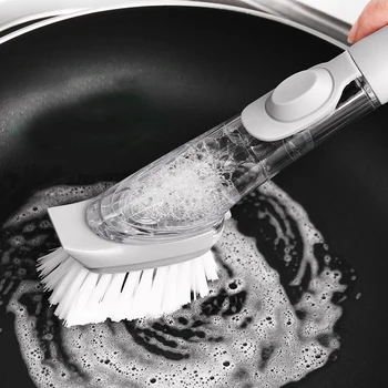 

Refillable Dish Washing Long Handle Brushes Automatic Liquid Kitchen Cleaning Tool for Household Kitchen Ornaments