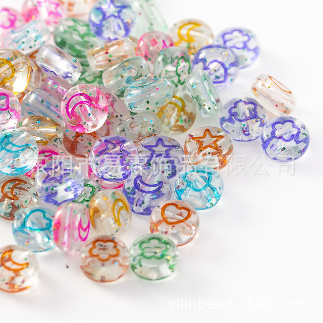 style 100pcs4*7mm acrylic letter beads oblate, star, moon, flower-shaped, heart-shaped mixed DIY jewelry accessories