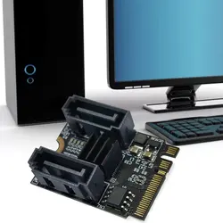 Adaptateur de disque dur M2 à SATA 3.0, extension M.2 A + E, adaptateur de clé à 2 ports SATA, carte mère 