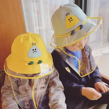 

Yellow Children Windproof Hats Kids Hat with Mask Cover Outdoor Keep Warm Cap Cute Lovely Face-covering Fisherman Hat Protective