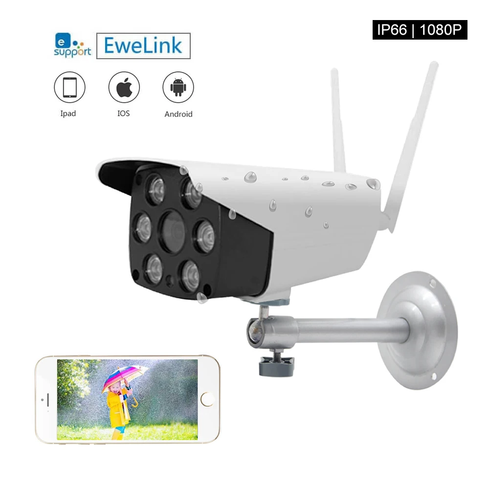 

eWeLink Waterproof IP Camera Smart IOT Camera HD 1080P Outdoor two-way audio intercom night vision IR LED camera