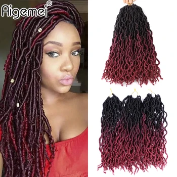 

Aigemei Gypsy Locs Crochet Hair Ombre Nu Locs For Women Dreadlocks Hair-Extensions Low Temperature Flame Retardant Fiber