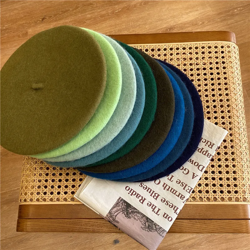 Wool Beret hat 70g Weight Girl Women Casual Vintage Round Artist Pumpkin hat Caps wool hats winter hats women berets classic hats vintage hats