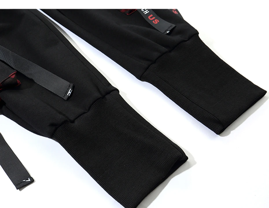 Ribbons Pockets Harem Pants Man Streetwear Autumn Winter Casual Sweatpants Hip Hop Joggers Slim Men Pencil Pants