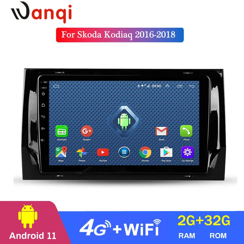 Wan qi android 11 2 + 32G 2.5D 9-дюймовый сенсорный экран 4G wifi для Skoda Kodiaq 2016 2017 2018 автомобильная