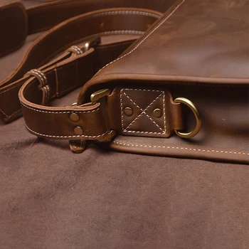Nupugoo genuine leather for man crazy horse bag  cross section briefcase business vintage shoulder crossbody messenger bags
