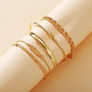 

51505 Han Zhishang New Hand Jewelry European and American Creative Simple Chain Set 5-Piece Set