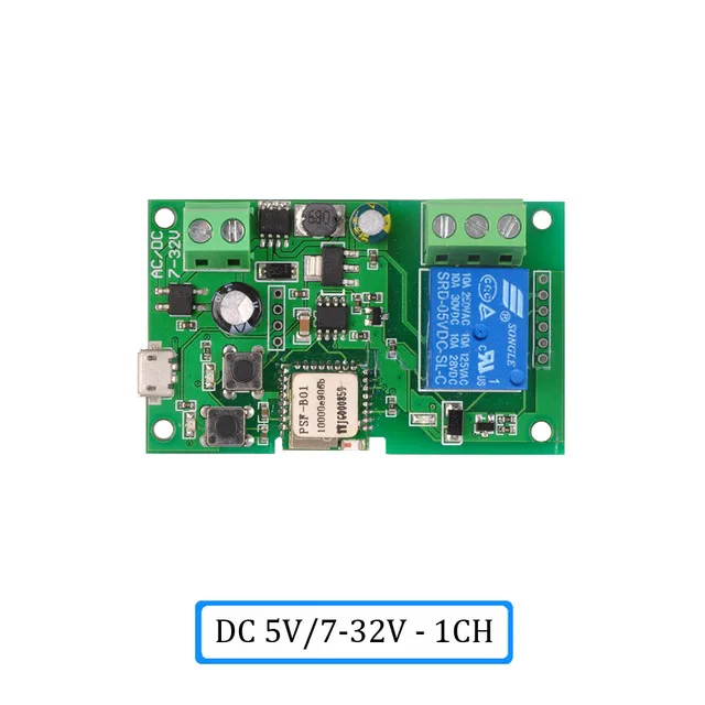Умный модуль дистанционного управления 4CH DC5V 12V 32V 220V Jog Inching самоблокирующийся радиочастотный приемник 10A реле беспроводной WiFi переключатель - Цвет: 1CH DC5V 7-32V