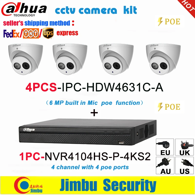 Сетевой видеорегистратор Dahua IP surveilliance система NVR kit 4CH 4K видеомагнитофон NVR4104HS P 4KS2