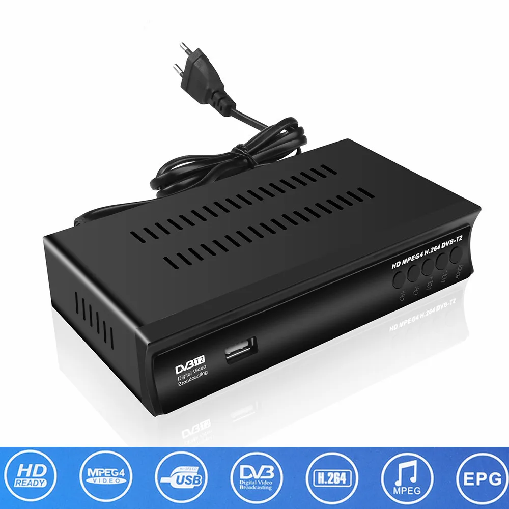 DVB-T/DVB-T2 ТВ-тюнер ресивер DVB T/T2 tv Box AV 1080P HDMI Цифровой HD спутниковый ресивер с пультом дистанционного управления