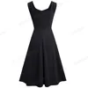 Nice-forever 2022 New Summer Solid Color Retro Sun Dresses Party Flare Swing Women Dress A246 ► Photo 2/6