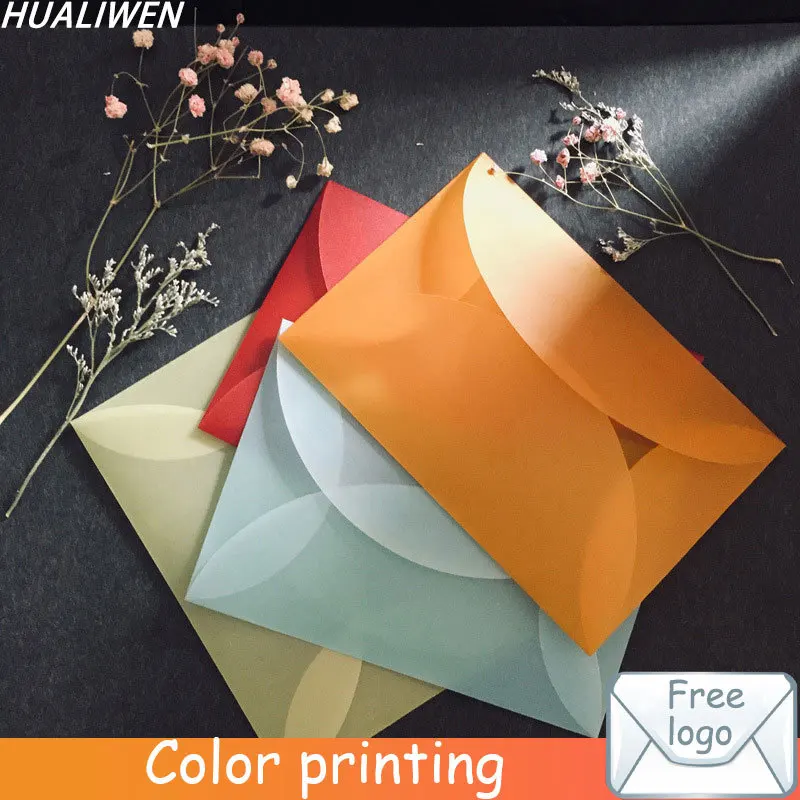 10Pcs/lot Custom Color Envelope Paper Transparent Sulfuric Acid Paper Envelope Wedding Party Invitation Greeting Card Gift