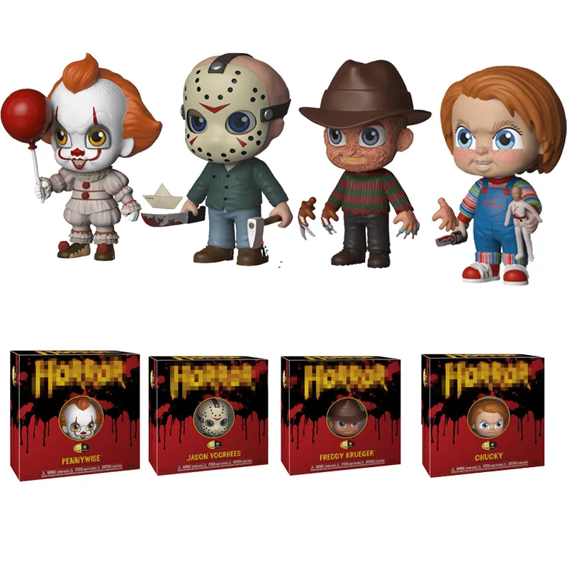 

12cm 4-Style Bighead Doll Pennywise Freddy Krueger Chucky Jason Voorhees Action Figure Christmas Gifts Collectable Toy Doll