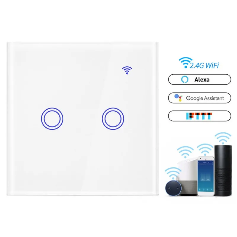 2 Новинка для Alexa WiFi умный панельный переключатель настенный сенсорный практичный голосовой контроль Интеллектуальный светильник переключатель умный панельный переключатель - Цвет: 2