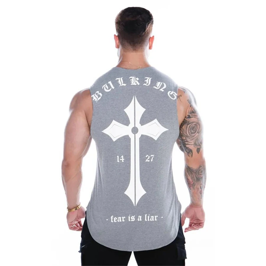 

Summer Men Cotton Tank Tops New Brand Breathable High Quality Mens Vest Bodybuilding Singlet Fitness Sleeveless Men Tank