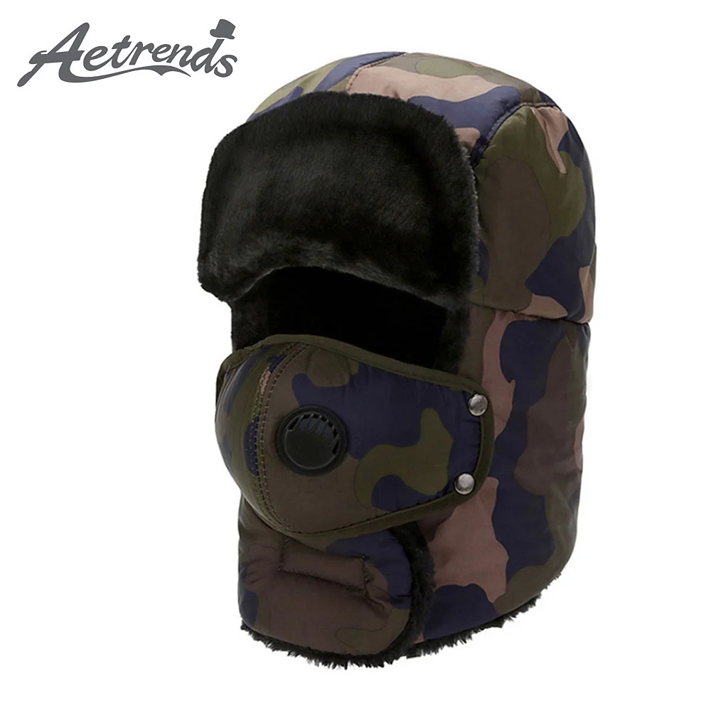 [AETRENDS] Camouflage Trooper Trapper Hat Winter Windproof Bomber Hats