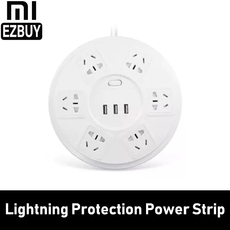 Xiaomi TP Lightning защитная лента питания 6 портов с 3 USB 2500 Вт 10А Быстрая зарядка 2.1A защита