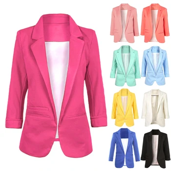 

Casual Slim Suit Blazer Coat Jacket Outwear Women Candy Color No Buckle TT@88