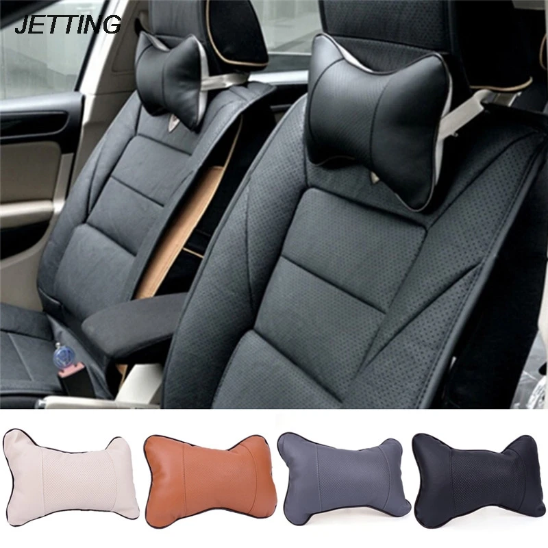 1pcs Neck Pillow Auto Seat Cover Head Neck Rest Cushion PU leather Car Headrest Headrest Pillow Automobiles Accessories