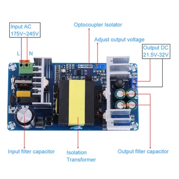 

AC-DC 250W 21V-32V 7A Adjustable High Power Supply Module Step Down Converter Buck Module Voltage Converter Module LED Driver