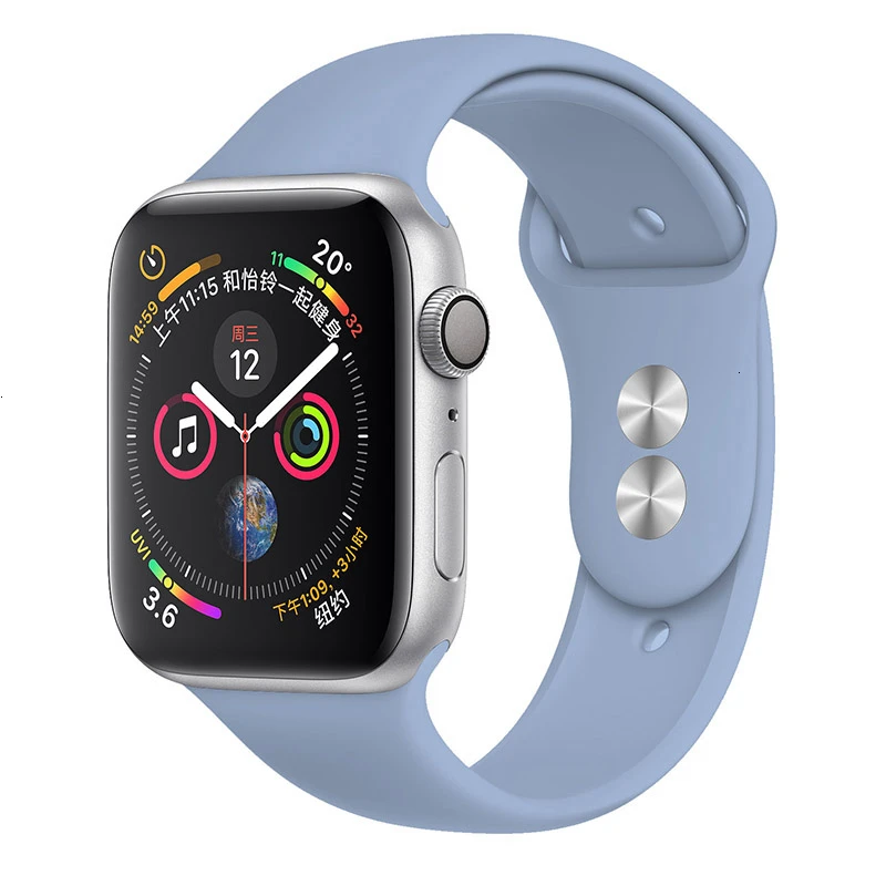 33 Cyan Blue Силиконовый ремешок для Apple Watch band 44 мм 42 мм iwatch series 5 4 3 2 1 браслет 40 мм 38 мм pulseira умные часы аксессуары петля - Цвет ремешка: 33 Cyan Blue