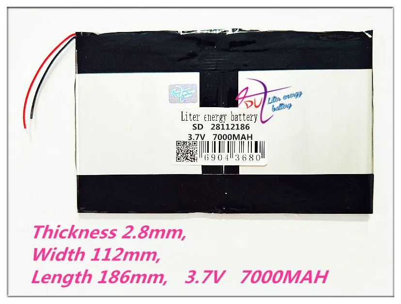 SD 28112186 Tablet батарея Емкость 2893112*2 3,7 в 7000 мАч Универсальный литий-ионный аккумулятор для планшетных ПК 9 дюймов 10 дюймов