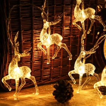 

New Deer LED String Light 10LED 20LED Battery Operated Reindeer Indoor Decoration for Home Holiday Festivals Outdoor Xmas WJ11