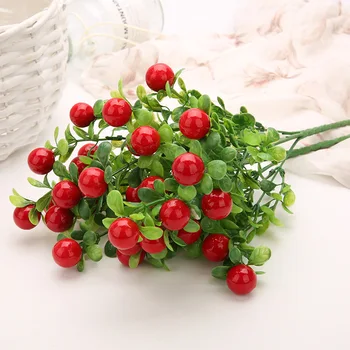 

5Pcs artificial plants 35cm Rich Fruit Pepper Cherry Tree Home Decoration plastic Flower fake Plants artificial grass greenery