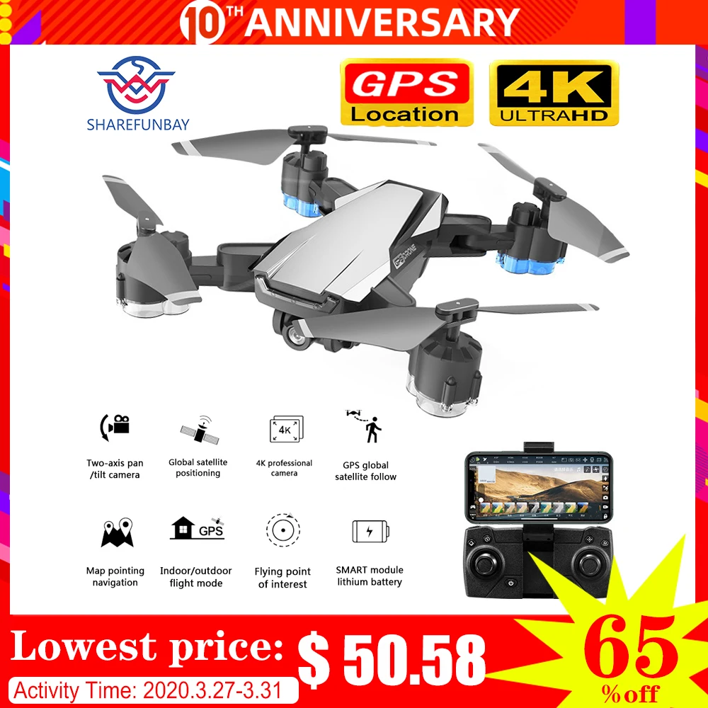 

SHAREFUNBAY Drone GPS 5G WIFI and 4K HD wide-angle camera FPV Drone X Pro Quadcopter keeps up with my drone with camera