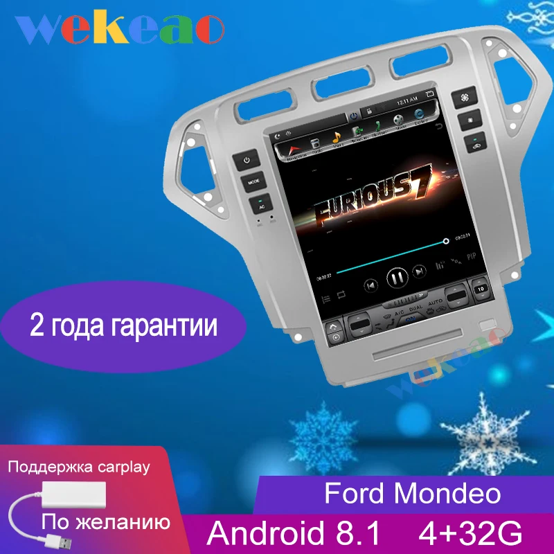 Wekeao вертикальный экран Tesla style 10,4 ''1 Din Android 8,1 автомобильный Dvd мультимедийный плеер Авто gps навигация для FORD Mondeo wifi
