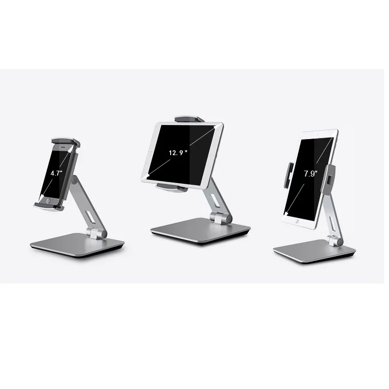 Foldable Phone Tablet Stand Holder Mount Bracket 360 Degree Adjustable Aluminum Alloy Table Holder for 7-14" Tablet Smartphone
